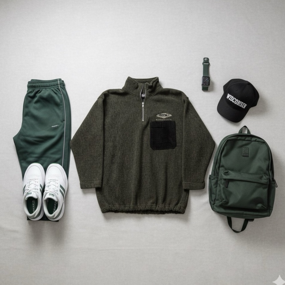 Vintage Wisconsin Dells Quarter Zip‎ Sweatshirt Top Loungewear Athletic